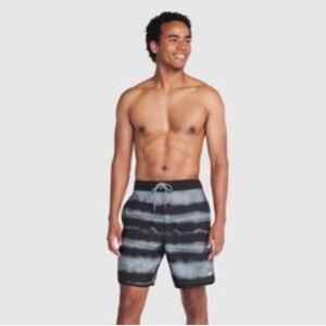 Speedo Black and Gray Board Shorts with Elastic Waistband. Size Small